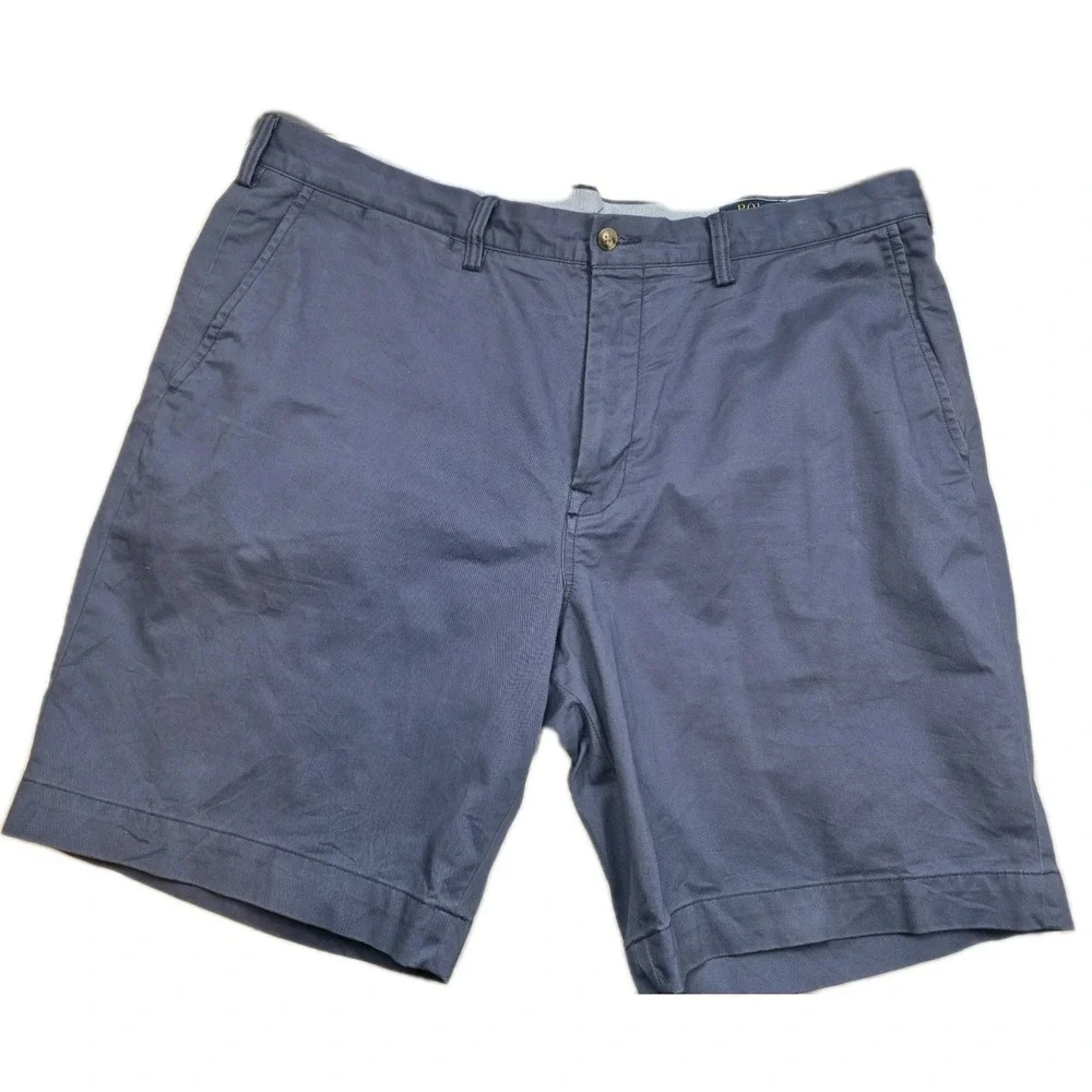 Polo Ralph Lauren Mens 38 Blue Stretch Classic Fit Chino Shorts Twill‎ Pony Logo